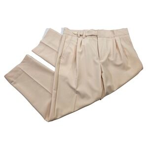 PARIJAN Men's 35x26 Off-White Pleated Front Tapered Leg Dress Pants Slacks‎
